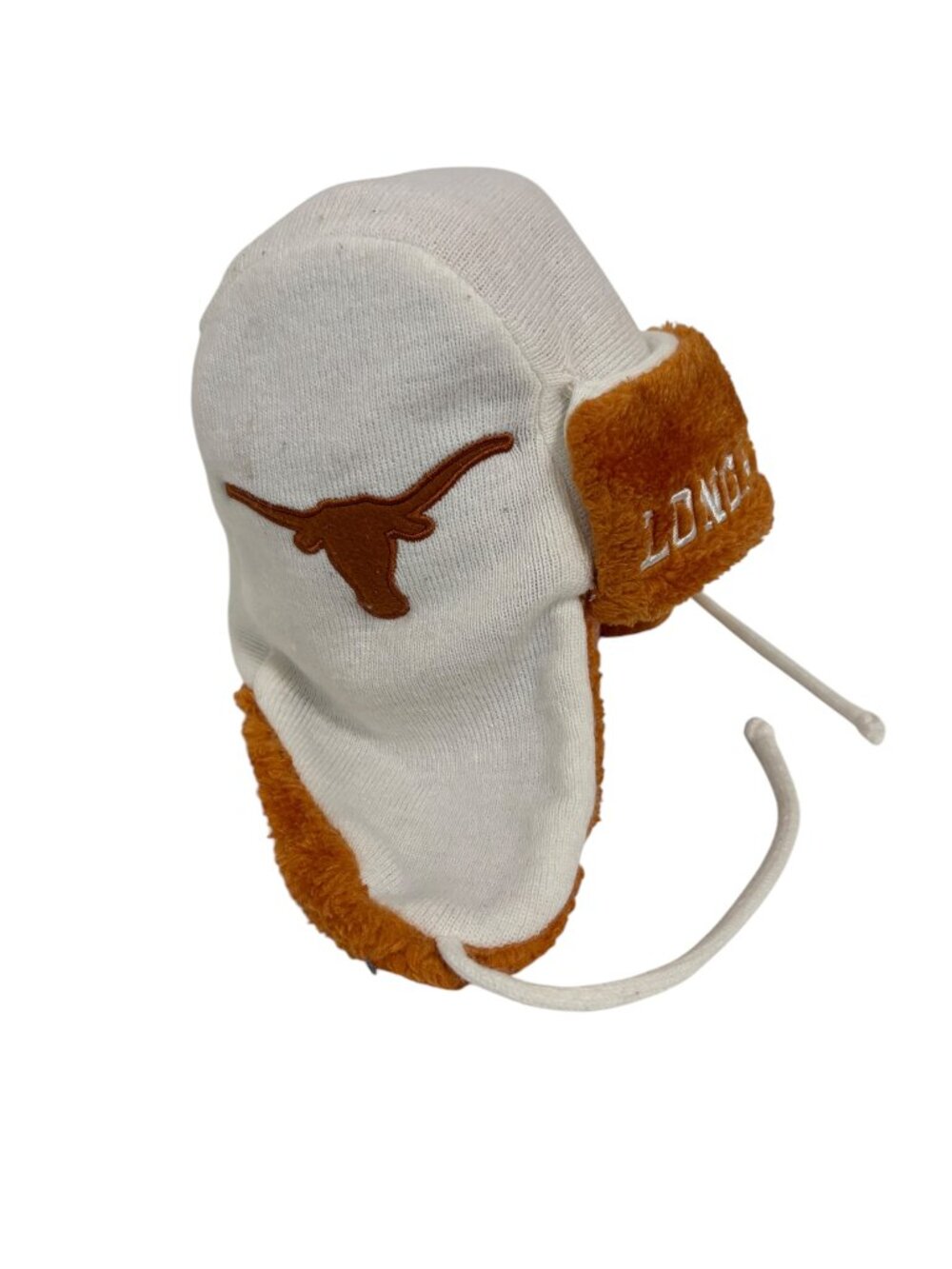 Texas Longhorns Helmet Head Trapper Knit Hat One Size White Texas Orange New Era